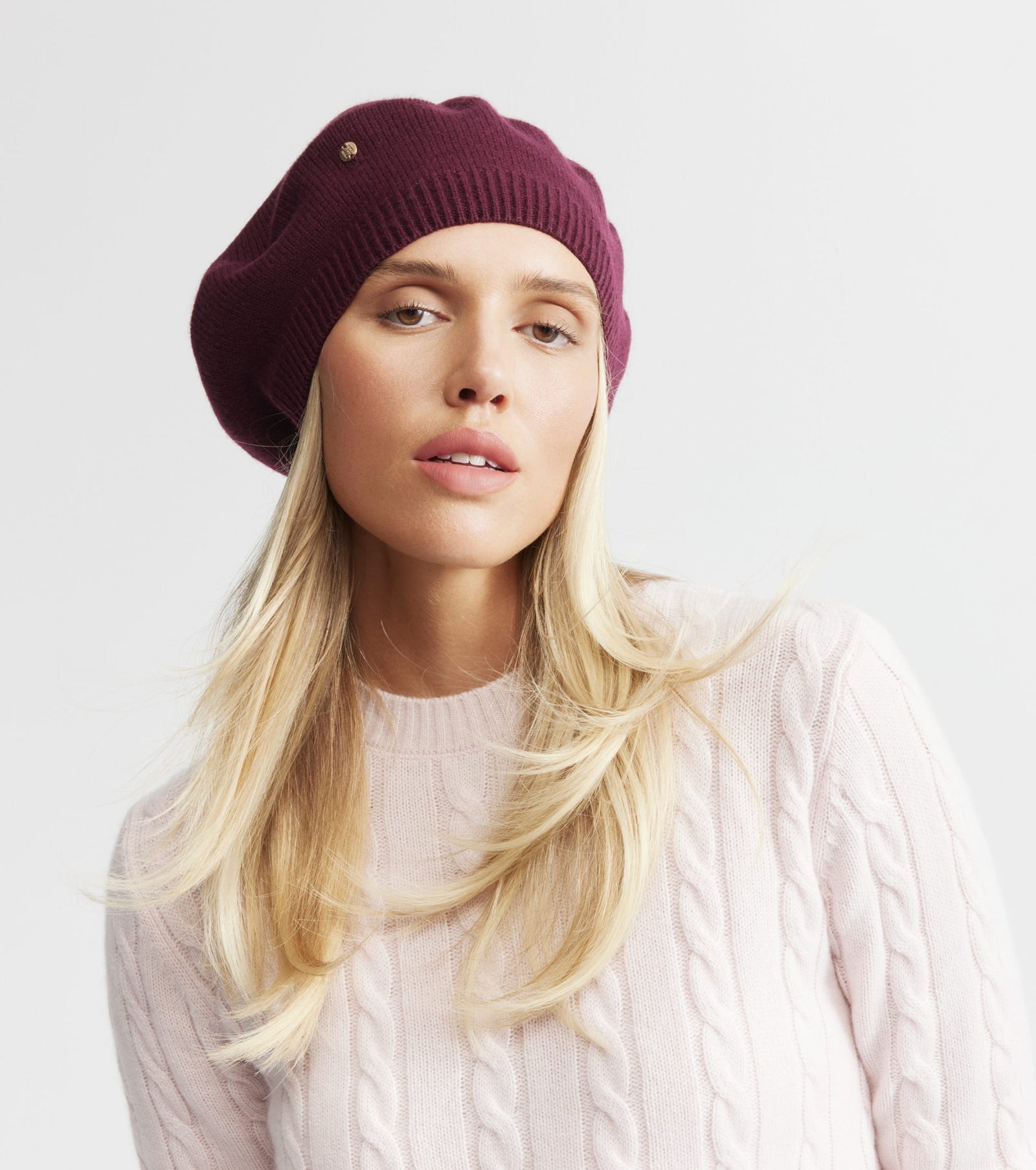 Cashmere Beret - Burgundy