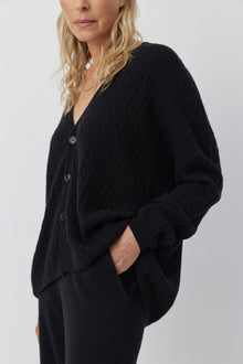  Relaxed Cashmere Cable Cardigan - Black