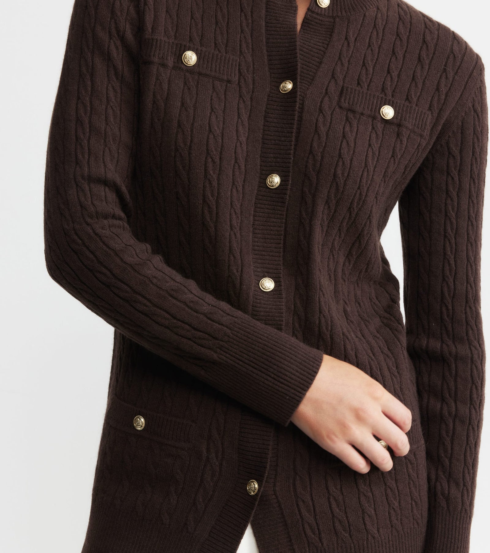 Cashmere Cable Longline Jacket - Cacao