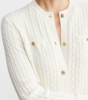 Cashmere Cable Longline Jacket - Cream