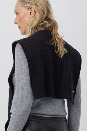 Cashmere Cable Sweater Scarf - Black