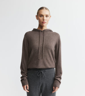 Unisex Cashmere Hoodie - Brown Melange