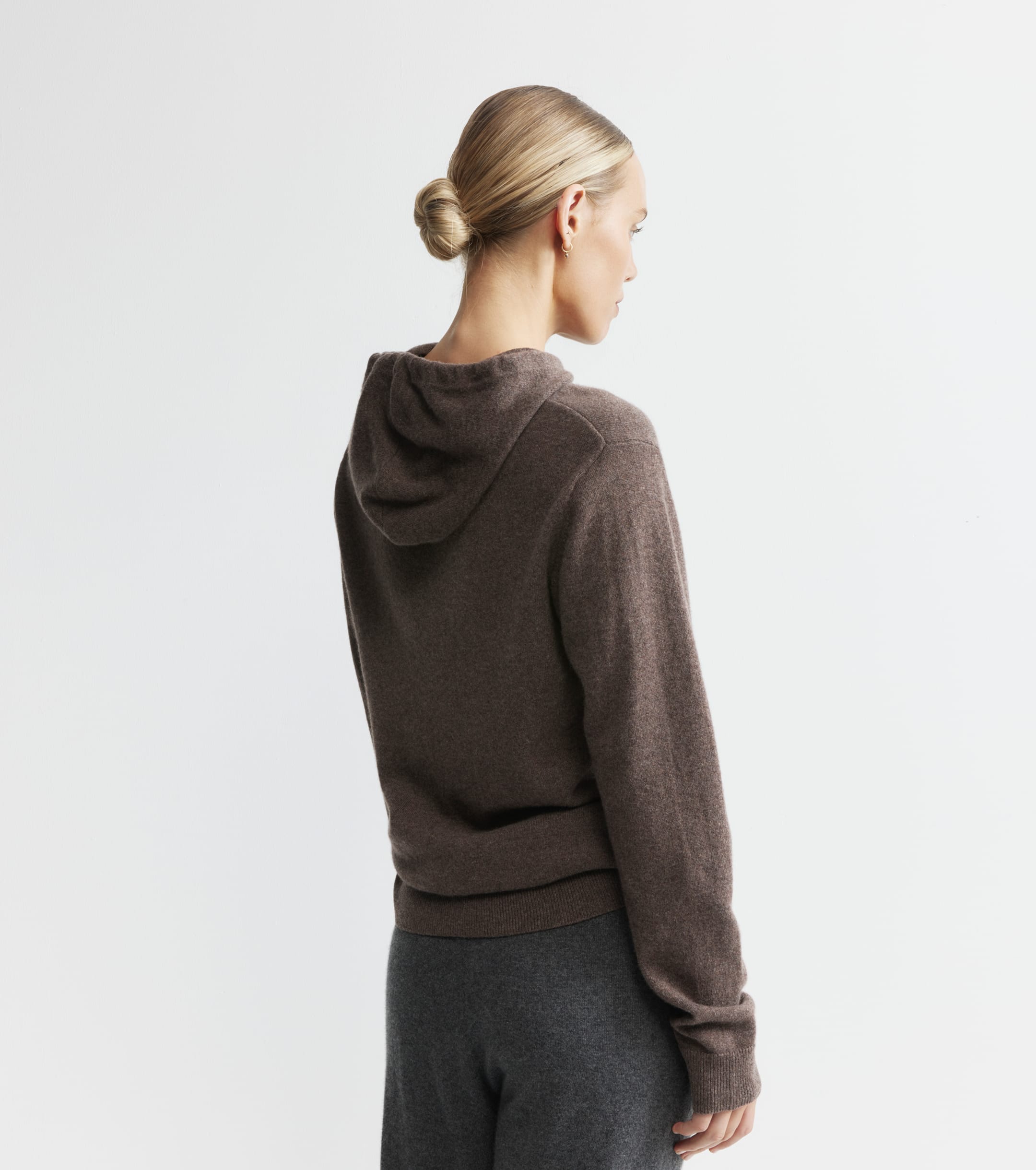 Unisex Cashmere Hoodie - Brown Melange