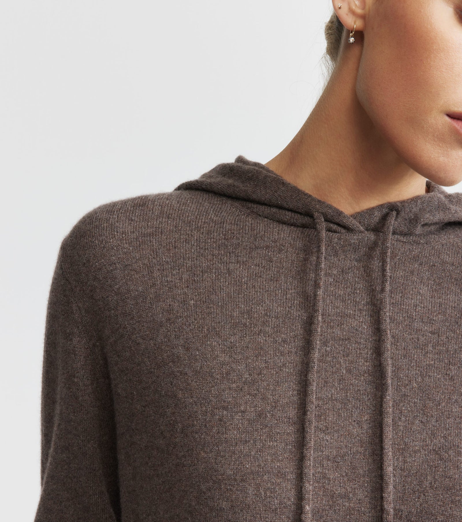 Unisex Cashmere Hoodie - Brown Melange