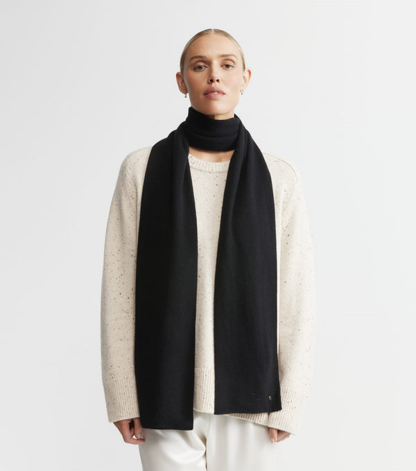 Cashmere Jacquard Scarf - Black