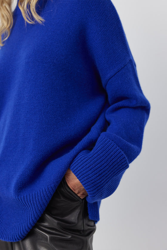 Luxe Cashmere Mock Sweater - Cobalt