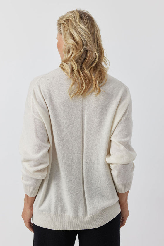 Relaxed Cashmere Mock Sweater - Cream