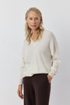 Relaxed Cashmere V Sweater - Cream