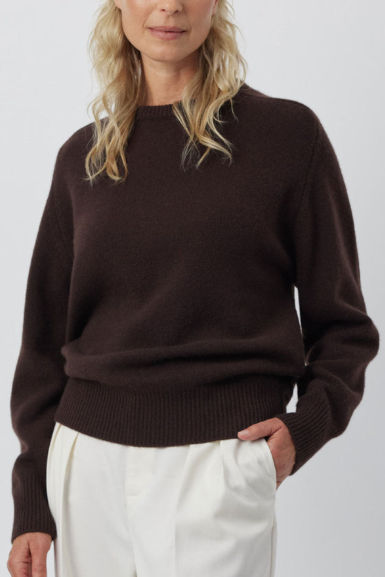 Cashmere Boyfriend Saddle Sweater - Cacao