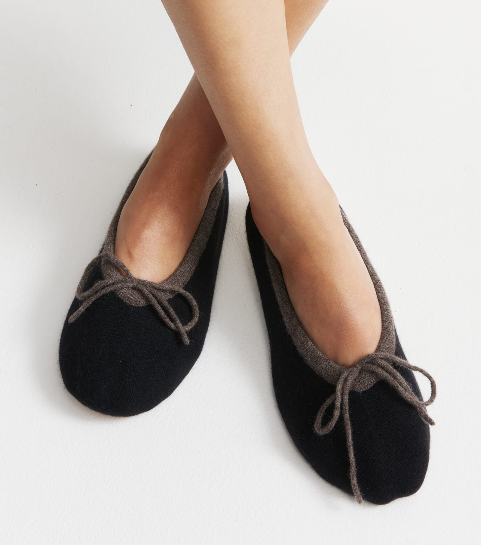 Cashmere Ballet Slipper - Black/Brown Melange