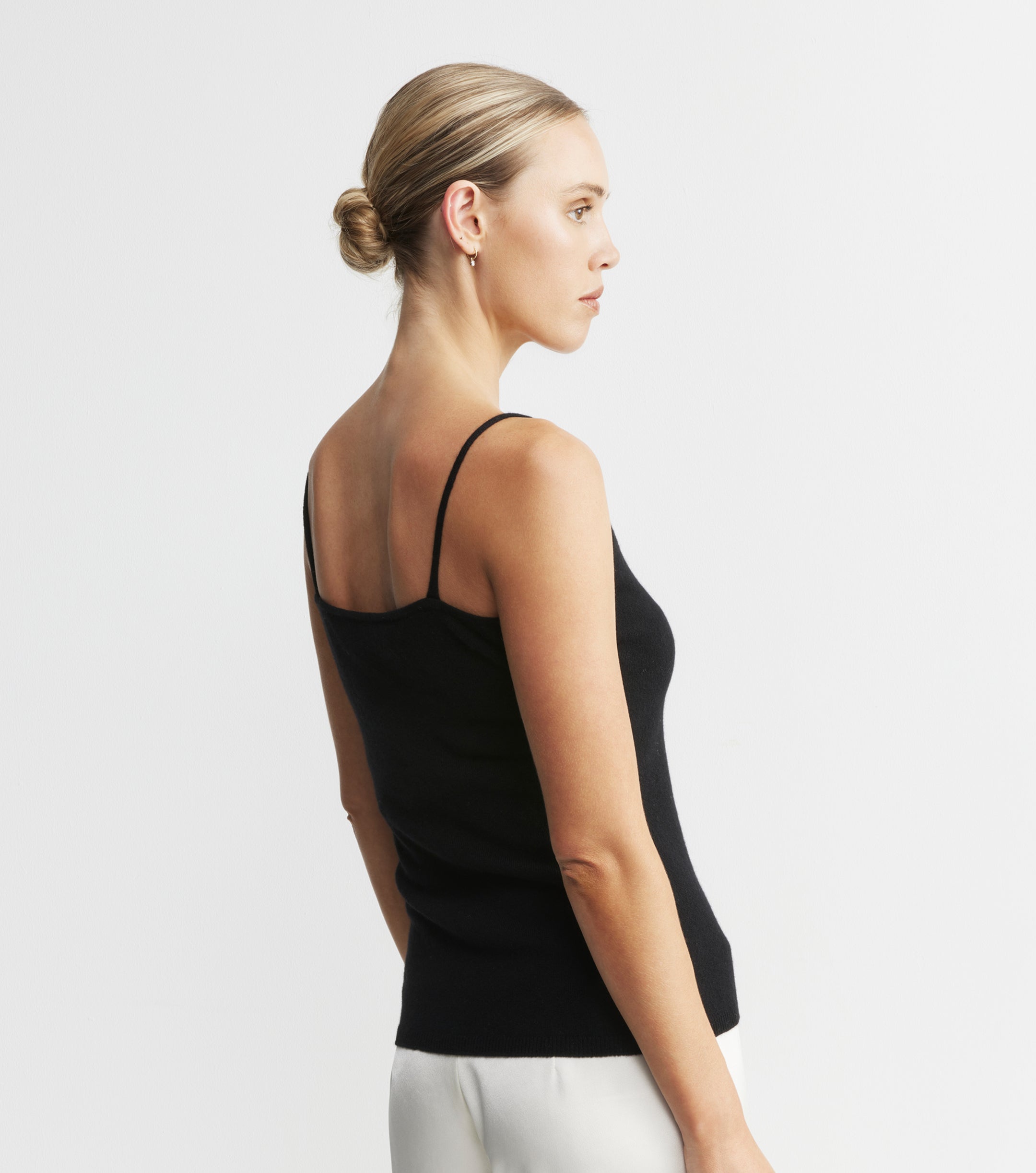 Cashmere V Neck Camisole - Black