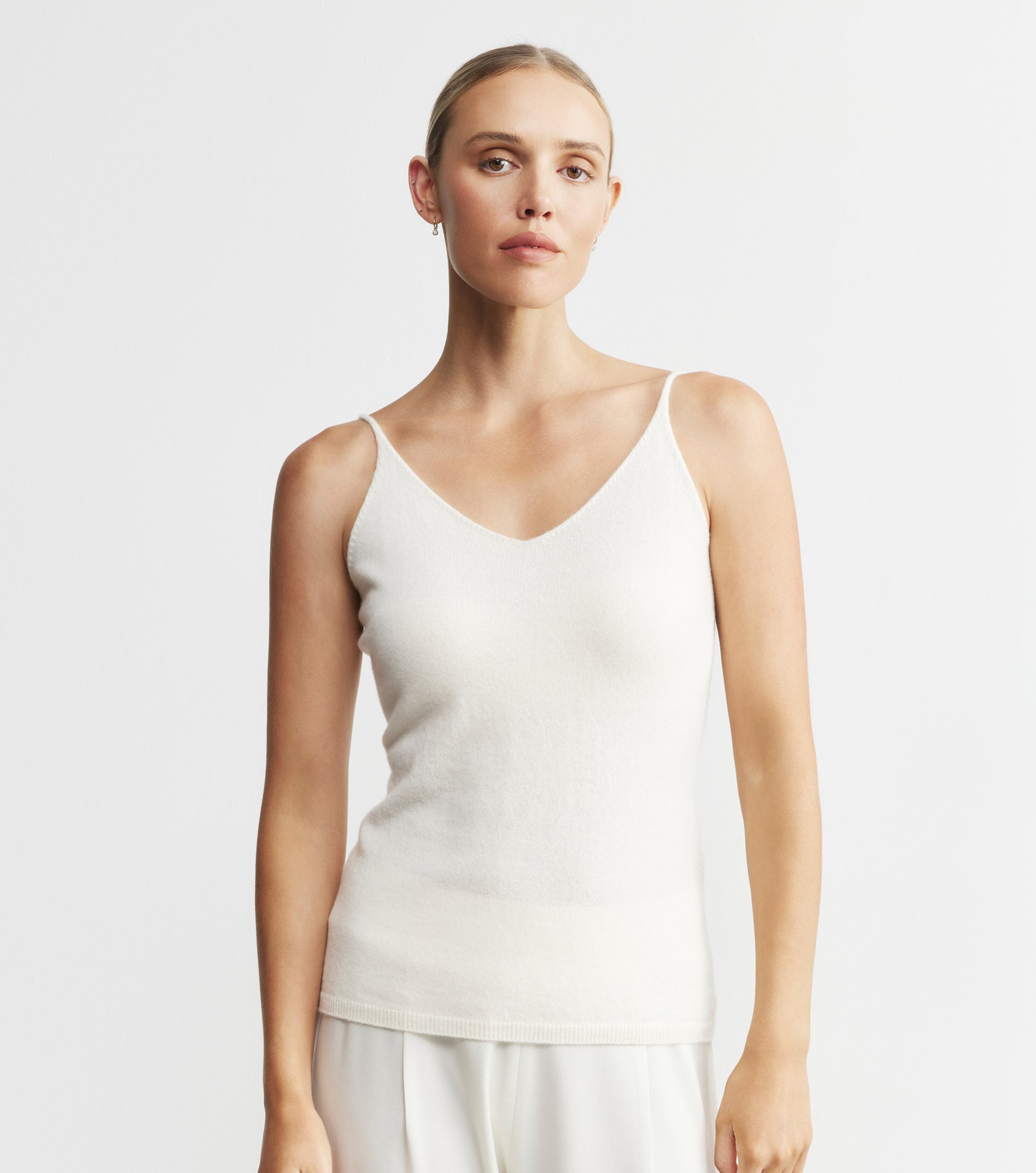 Cashmere V Neck Camisole - Cream