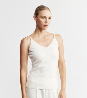 Cashmere V Neck Camisole - Cream