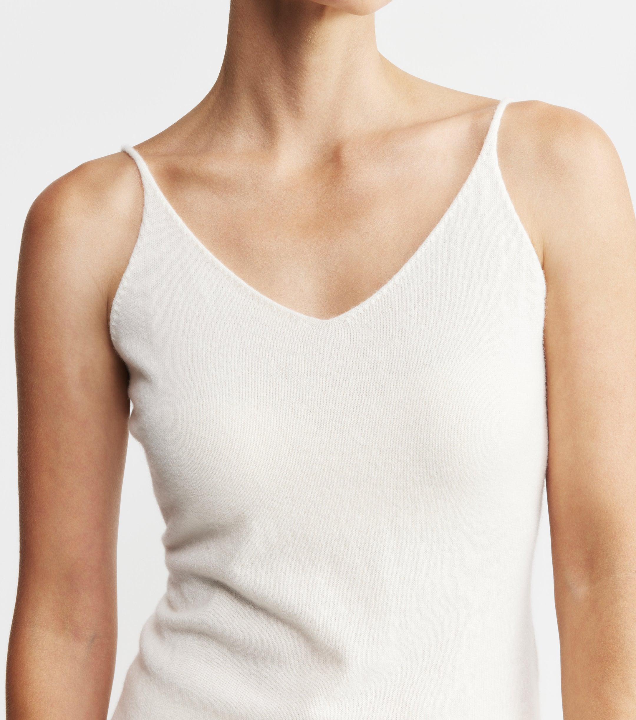 Cashmere V Neck Camisole - Cream