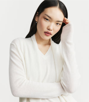 Featherweight Cashmere Cardigan - White