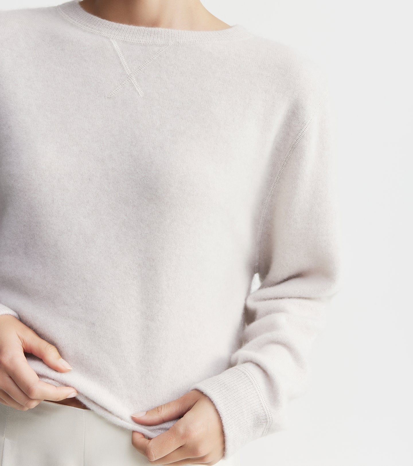 Cloud Cashmere Shrunken Crew - Pebble