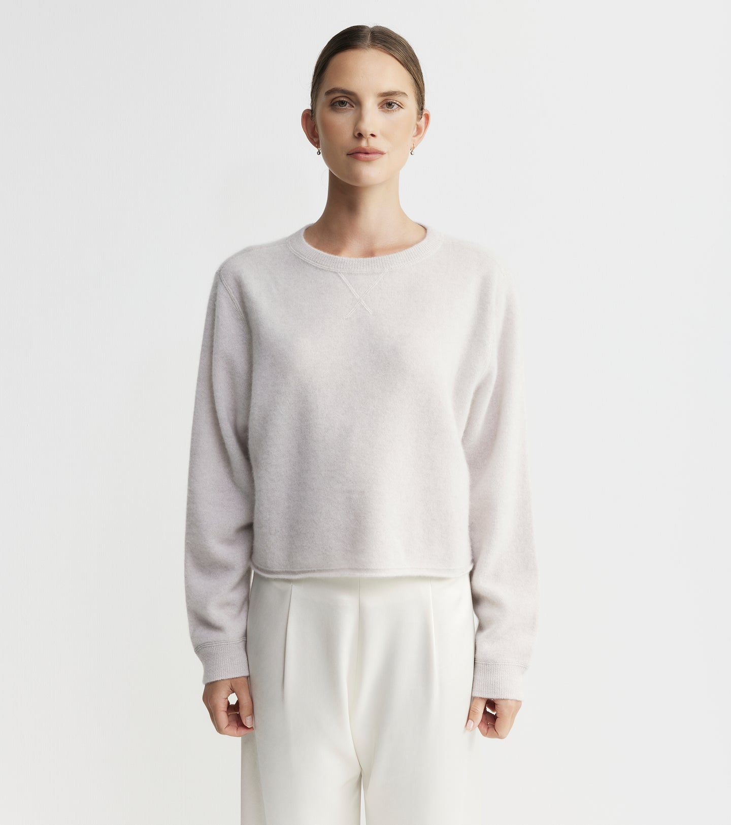 Cloud Cashmere Shrunken Crew - Pebble