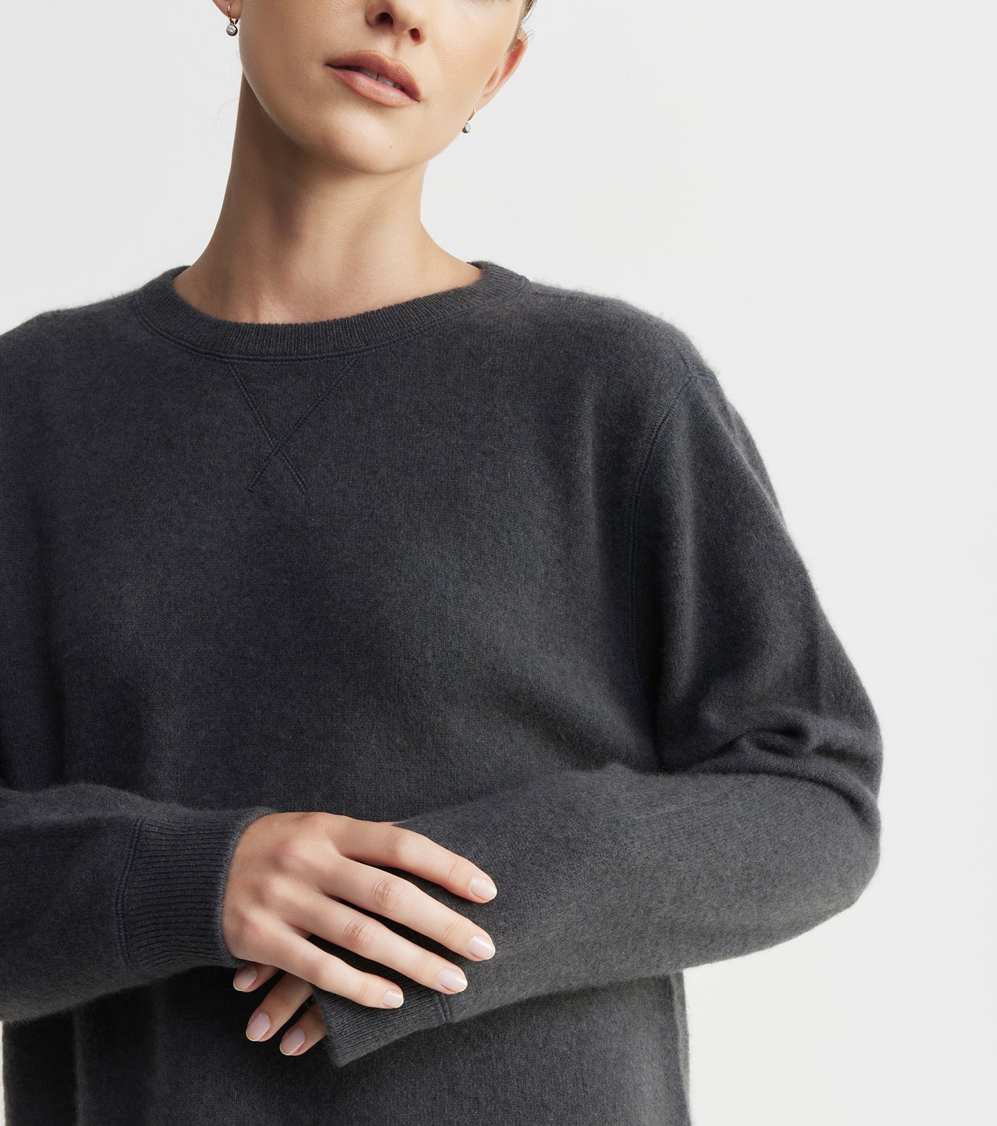 Cloud Cashmere Shrunken Crew - Steel