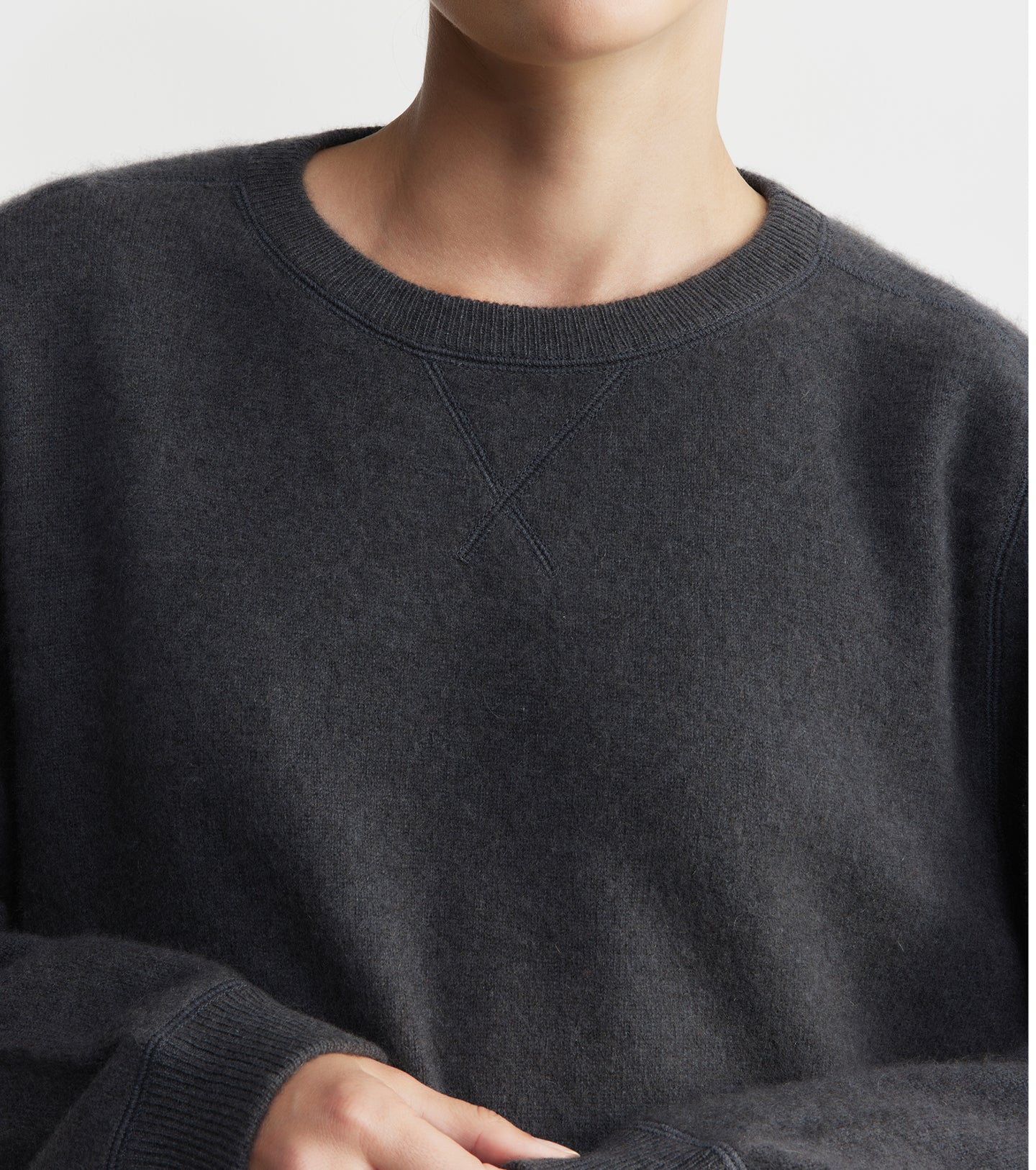 Cloud Cashmere Shrunken Crew - Steel