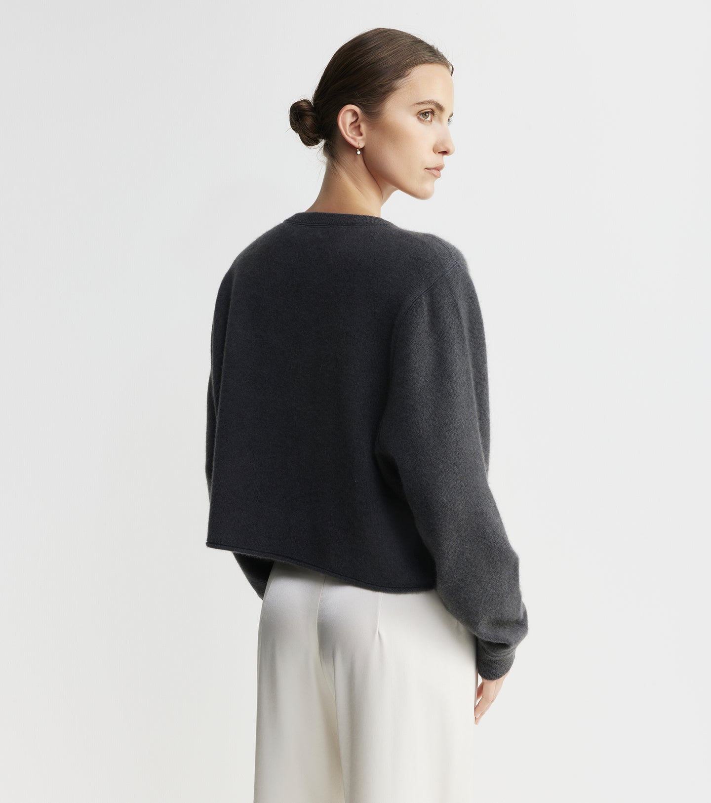 Cloud Cashmere Shrunken Crew - Steel
