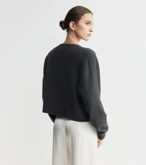 Cloud Cashmere Shrunken Crew - Steel