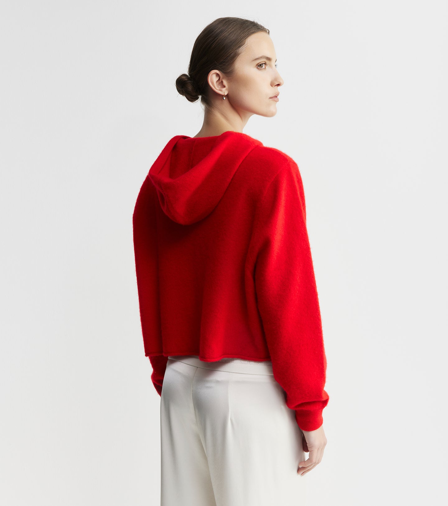 Cloud Cashmere Shrunken Zip Hoodie - Red