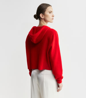 Cloud Cashmere Shrunken Zip Hoodie - Red