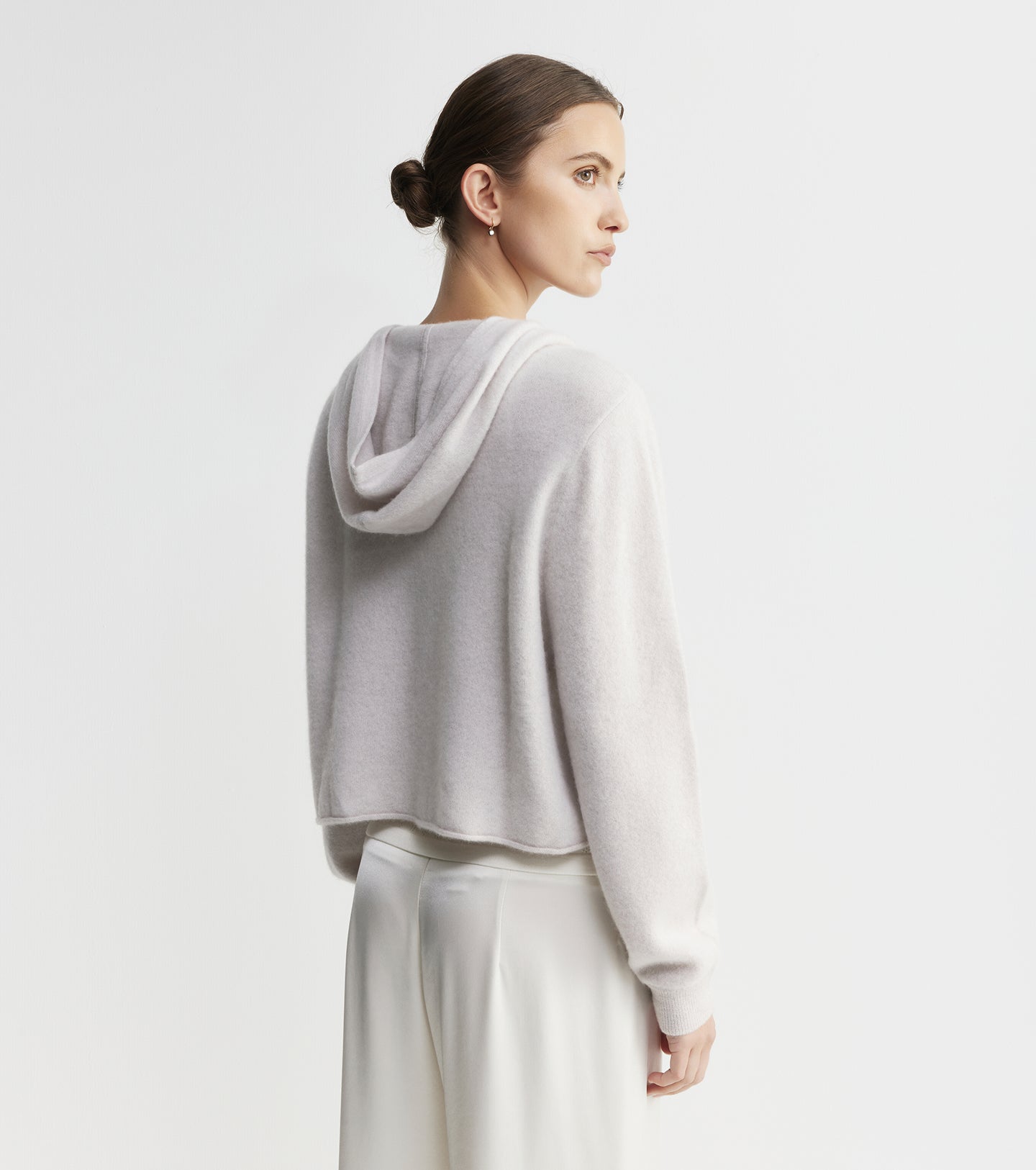 Cloud Cashmere Shrunken Zip Hoodie - Pebble