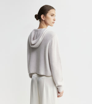 Cloud Cashmere Shrunken Zip Hoodie - Pebble