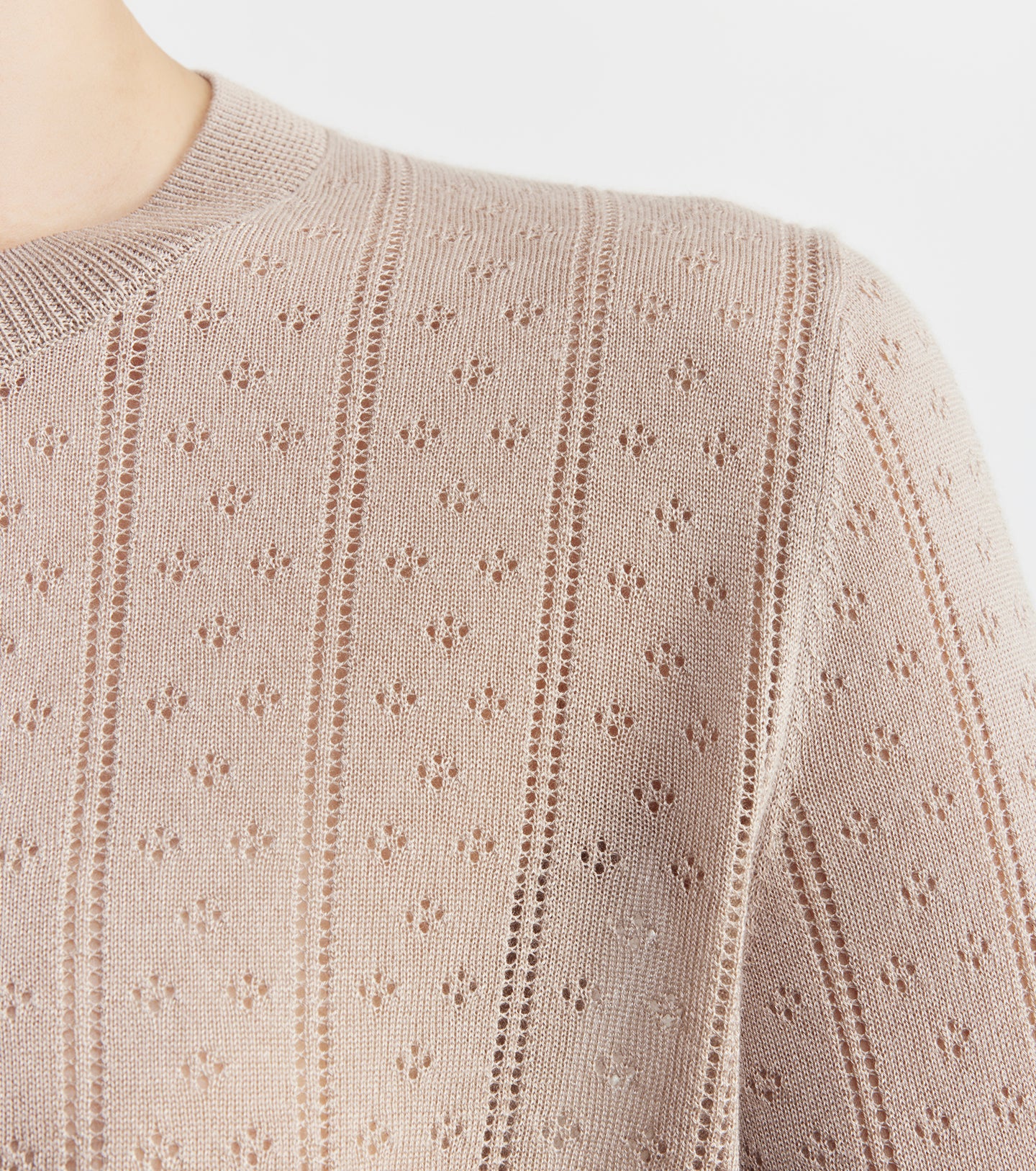 Fine Cashmere Pointelle Cardigan - Taupe