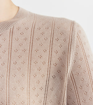 Fine Cashmere Pointelle Cardigan - Taupe