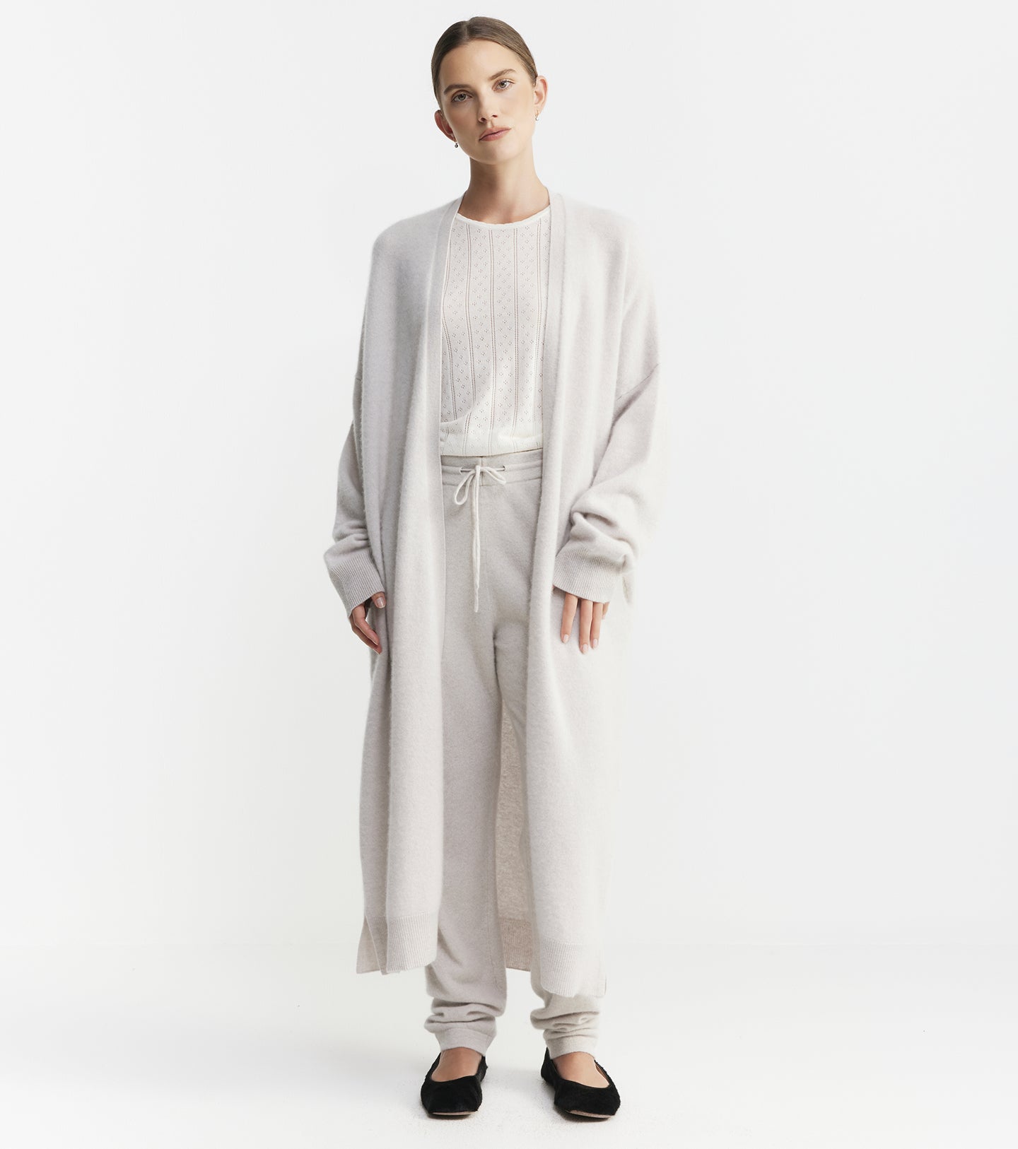 Cloud Cashmere Long Cardigan - Pebble