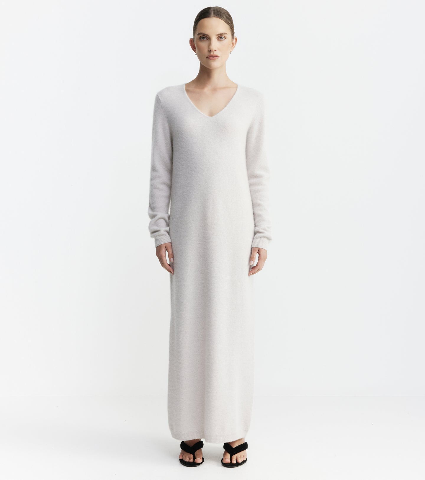 Cloud Cashmere V Dress - Pebble