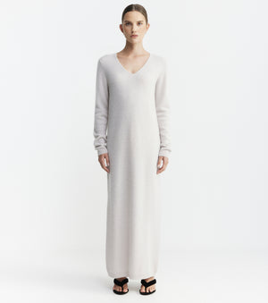 Cloud Cashmere V Dress - Pebble