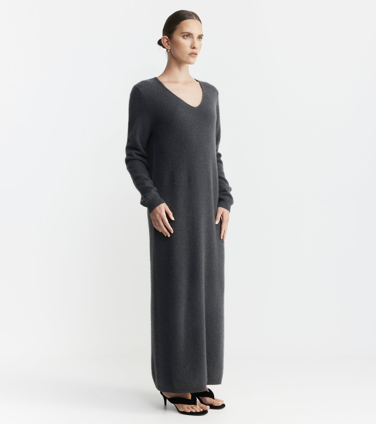 Cloud Cashmere V Dress - Steel