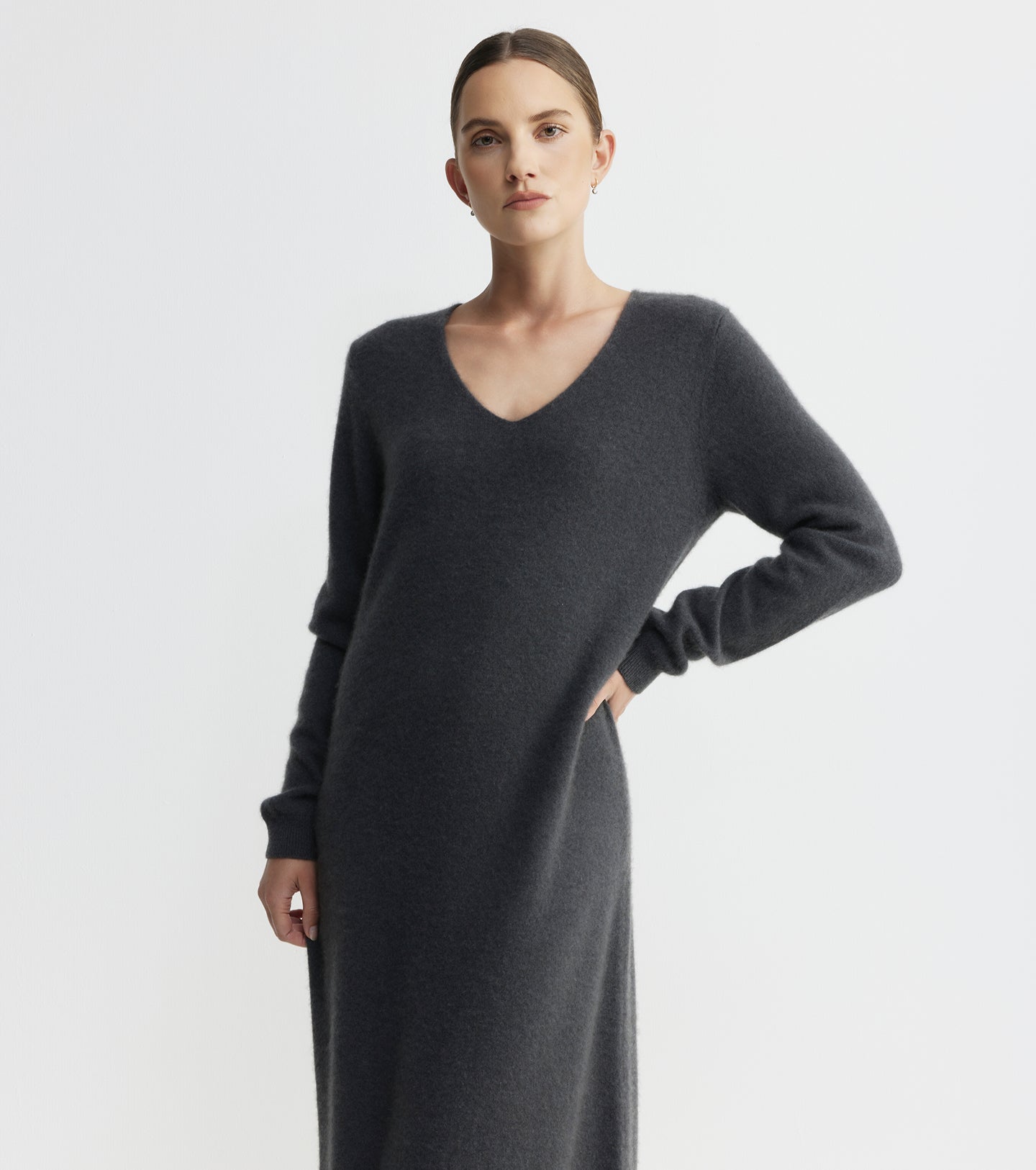 Cloud Cashmere V Dress - Steel