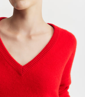 Cloud Cashmere V Sweater - Red