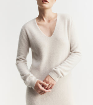 Cloud Cashmere V Dress - Pebble