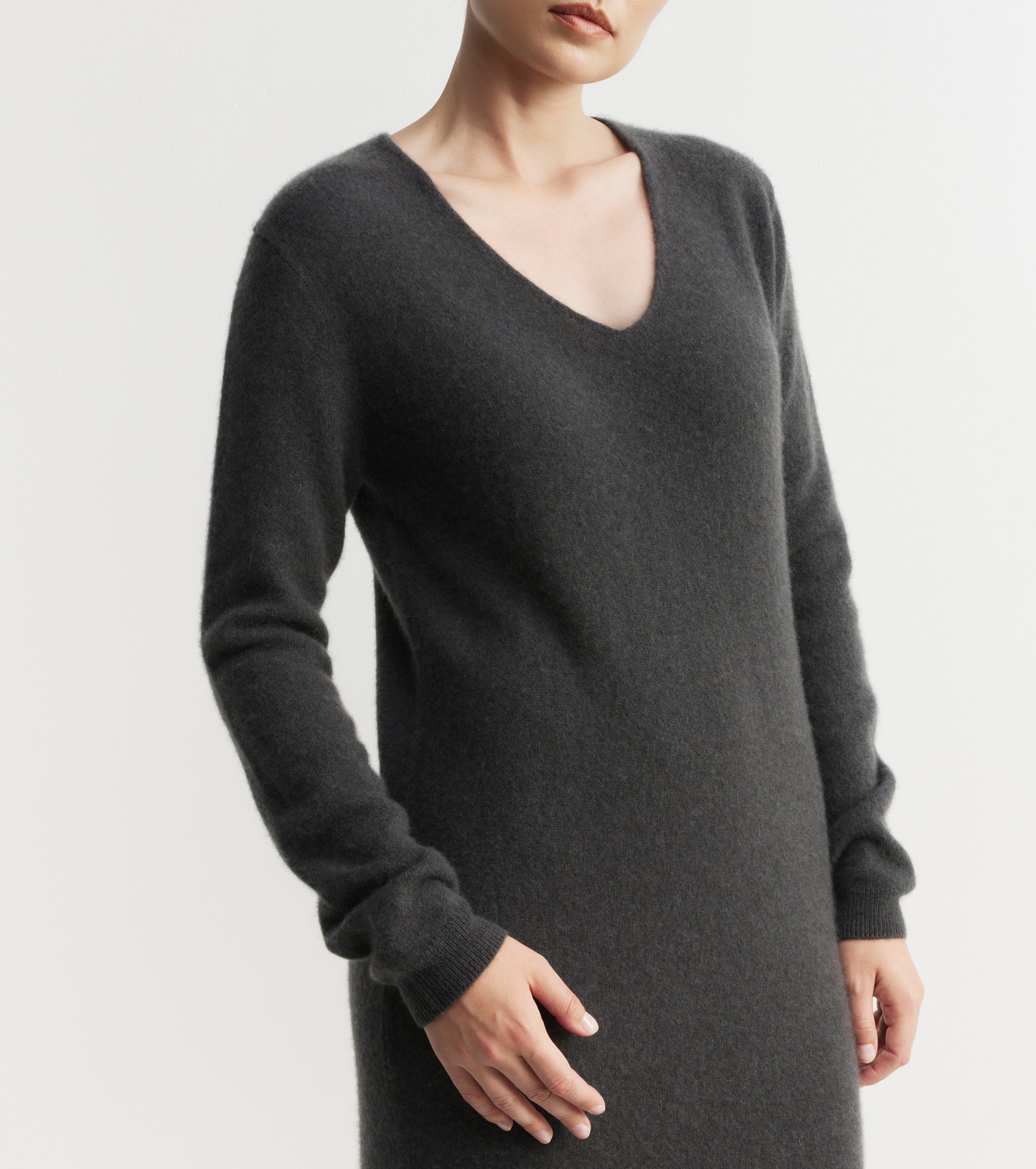 Cloud Cashmere V Dress - Steel