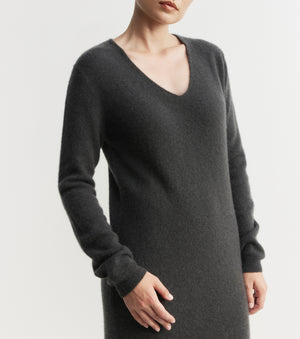 Cloud Cashmere V Dress - Steel