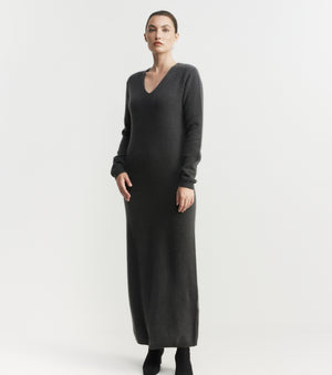 Cloud Cashmere V Dress - Steel