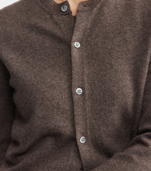 Essential Cashmere Crew Cardigan - Brown Melange