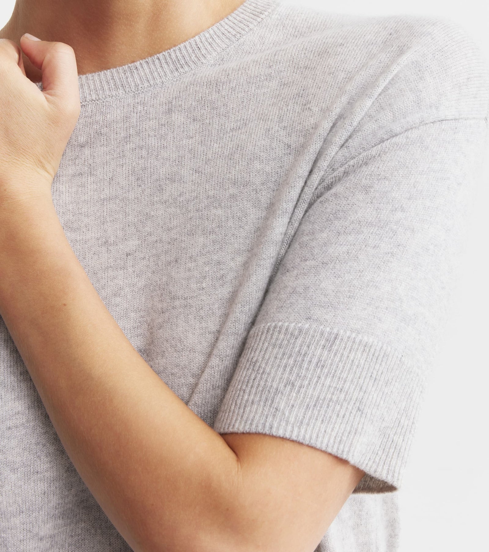 Essential Cashmere Crew Tee - Grey Melange