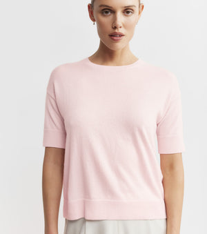 Essential Cashmere Crew Tee - Powder Pink