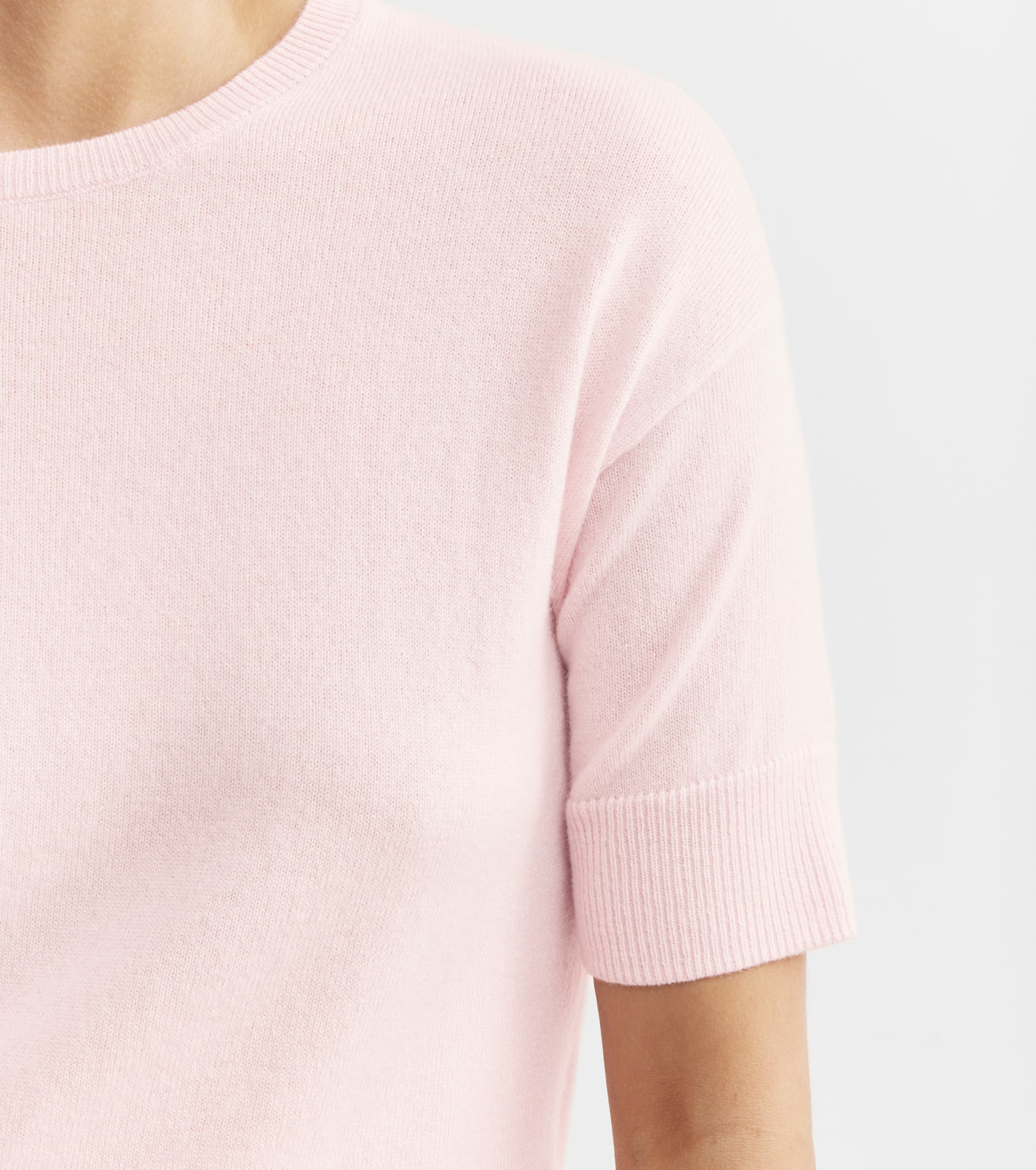 Essential Cashmere Crew Tee - Powder Pink