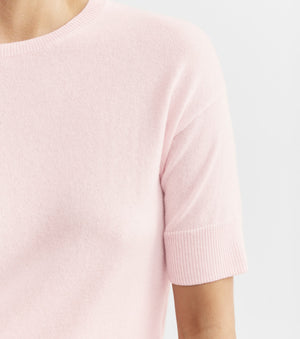 Essential Cashmere Crew Tee - Powder Pink