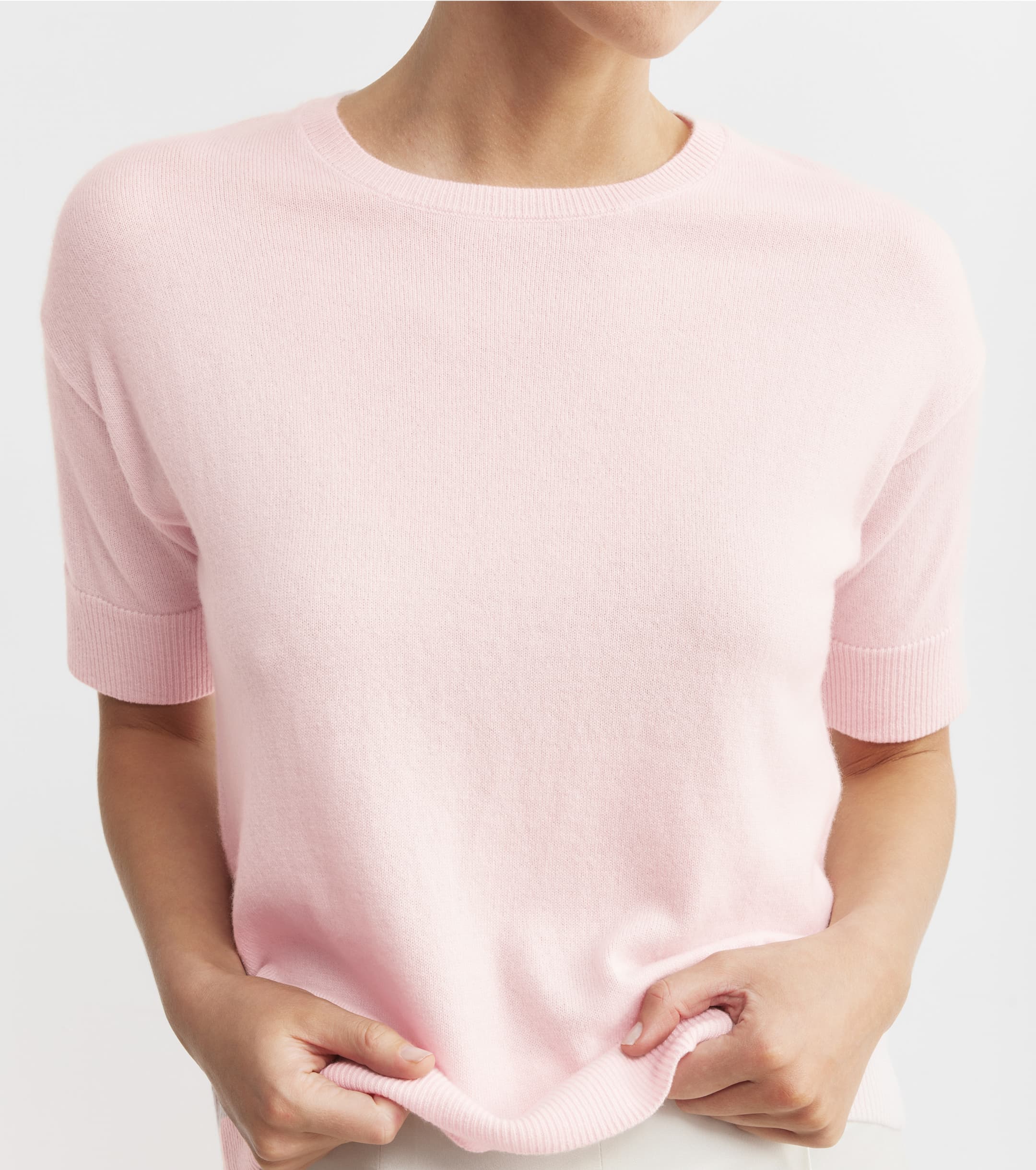Essential Cashmere Crew Tee - Powder Pink
