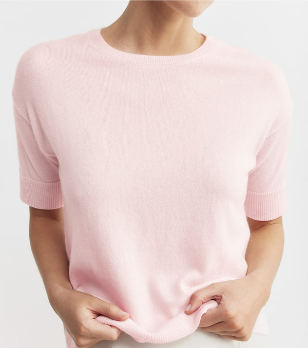 Essential Cashmere Crew Tee - Powder Pink
