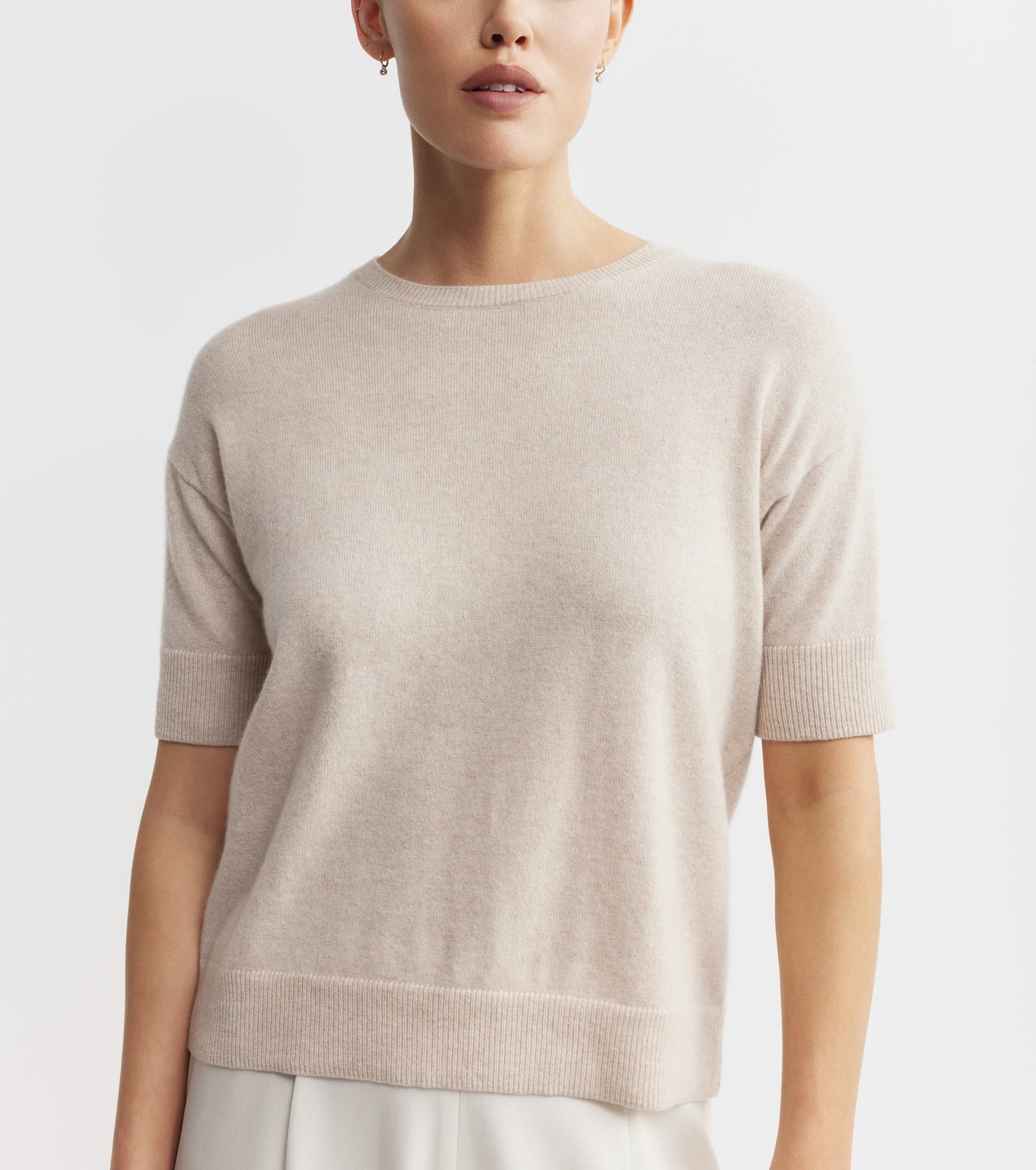 Essential Cashmere Crew Tee - Sand