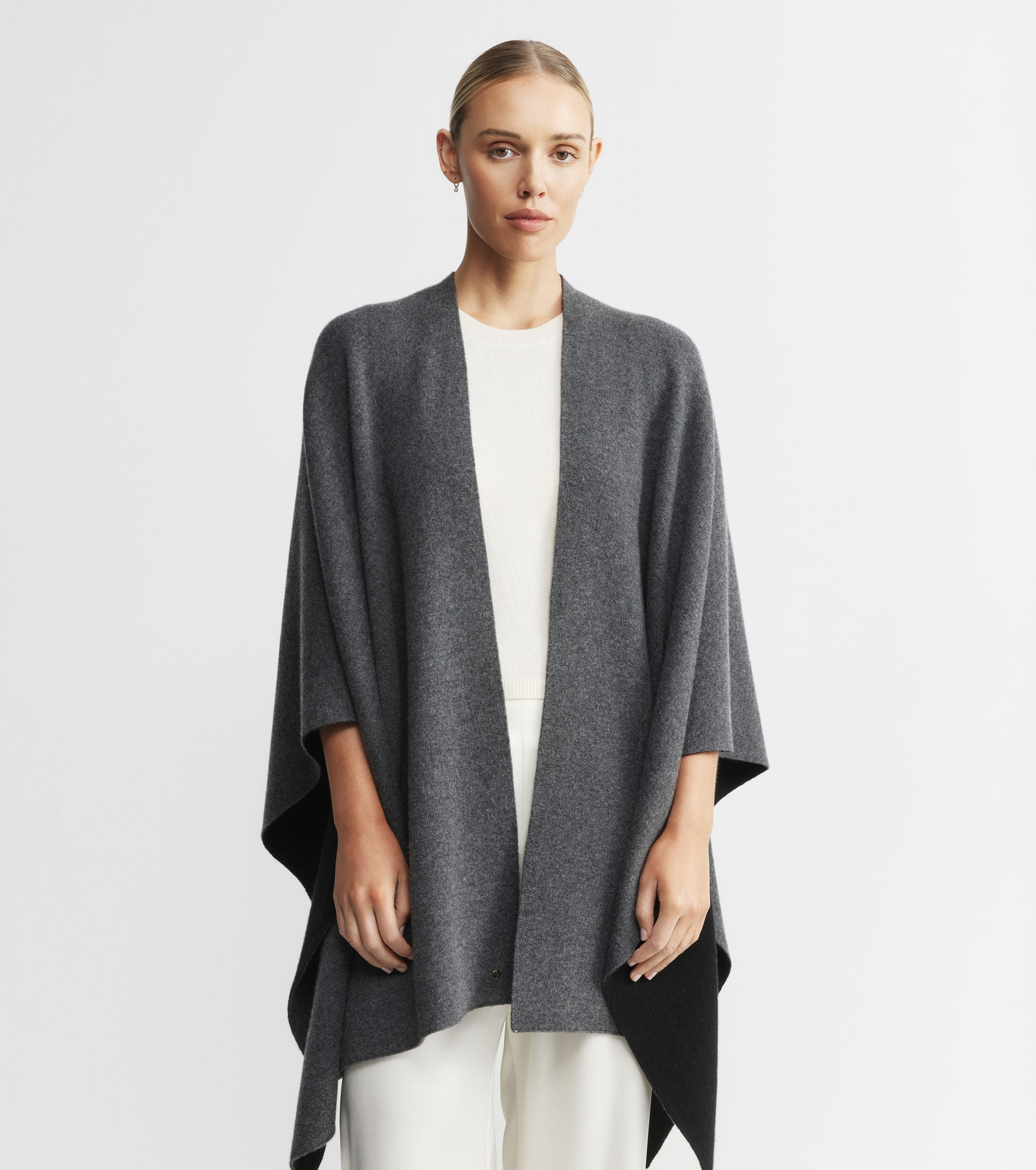 Cashmere Double Sided Cape - Black/Graphite – Elle & Riley Cashmere